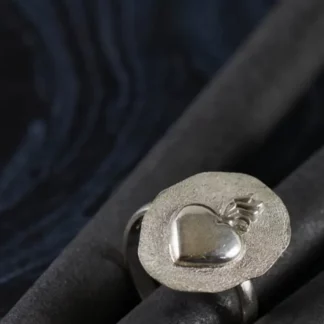Bague argent médaille coeur flamme () - Tienda Esquipulas