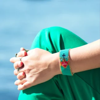 Bracelet coeur perle aqua () - Tienda Esquipulas