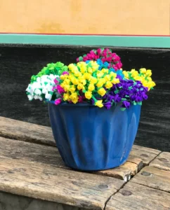 Pot à fleurs émaillé bleu () - Tienda Esquipulas