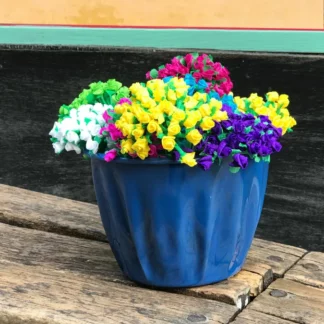 Pot à fleurs émaillé bleu () - Tienda Esquipulas