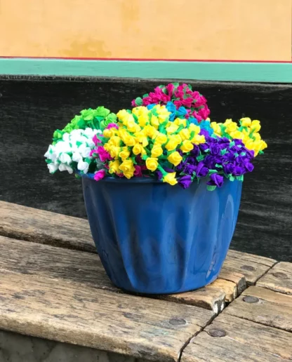 Pot à fleurs émaillé bleu () - Tienda Esquipulas