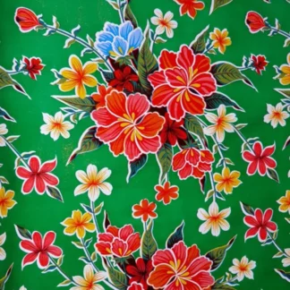 Toile cirée mexicaine Hibiscus vert - Tienda Esquipulas