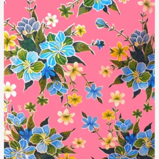 Pink hibiscus mexican oilcloth - Tienda Esquipulas