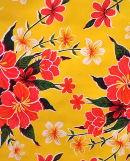 Mexican oilcloth Hibiscus yellow - Tienda Esquipulas