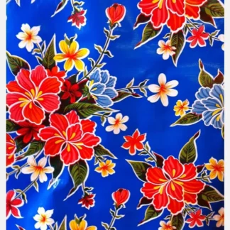 Blue Hibiscus mexican oilcloth () - Tienda Esquipulas