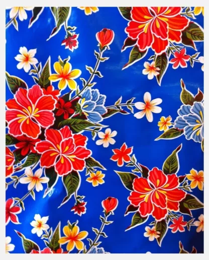 Toile cirée mexicaine Hibiscus bleu () - Tienda Esquipulas