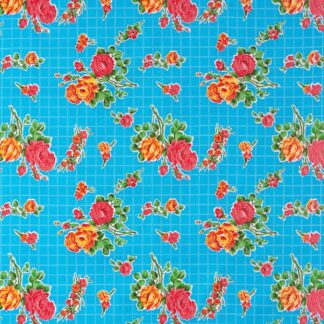 Toile cirée mexicaine rosedal bleu