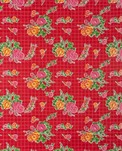 Red rosedal mexican oilcloth - Tienda Esquipulas