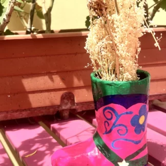 Pink paper mache boot - Tienda Esquipulas