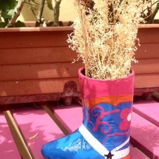 Blue papier-mâché boot - Tienda Esquipulas
