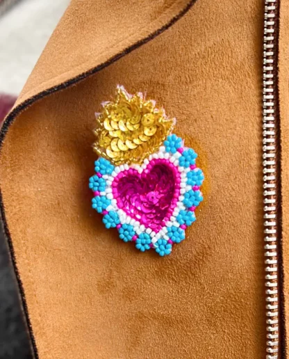 Sky blue ex-voto brooch
