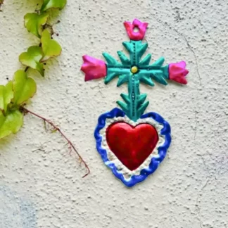 Coeur croix de fleurs (Coeur ex voto) - Tienda Esquipulas