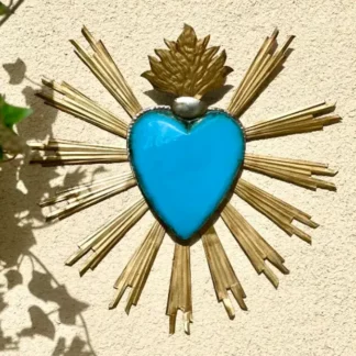 Coeur sacré turquoise (Coeur ex voto) - Tienda Esquipulas