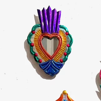 Miroir mexicain paon (Coeur ex voto miroir) - Tienda Esquipulas