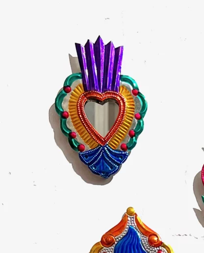 Miroir mexicain paon (Coeur ex voto miroir) - Tienda Esquipulas
