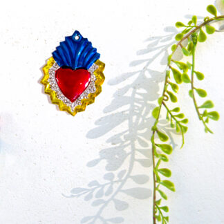 Blue feather ex-voto heart