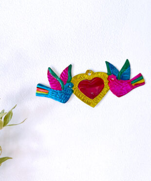 Coeur ex-voto colombes colorées (Coeur ex voto) - Tienda Esquipulas
