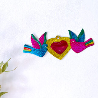 Coeur ex-voto colombes colorées (Coeur ex voto) - Tienda Esquipulas