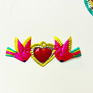 Ex-voto heart with two purple doves (Coeur ex voto scaled) - Tienda Esquipulas