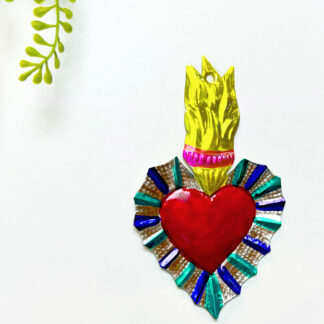 Golden flame ex-voto heart