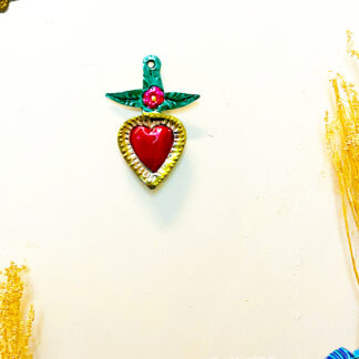 Coeur ex-voto trèfle rose (Coeur ex voto) - Tienda Esquipulas