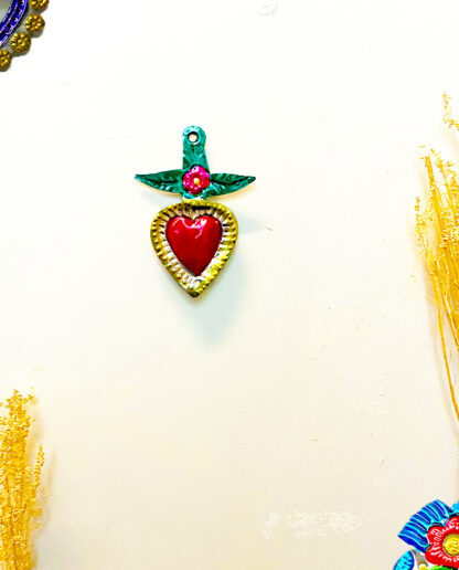 Coeur ex-voto trèfle rose (Coeur ex voto) - Tienda Esquipulas