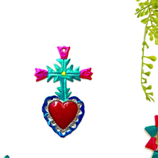 Coeur croix de fleurs (Coeur ex voto) - Tienda Esquipulas