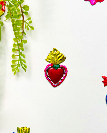 Coeur mexicain flamme or (Coeur ex voto) - Tienda Esquipulas