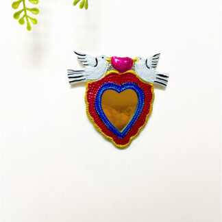 Miroir colombes 14 cm (Coeur ex voto miroir) - Tienda Esquipulas