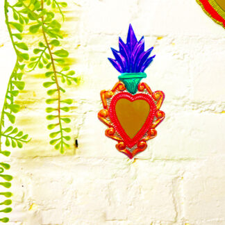 Flame heart mirror 14 cm