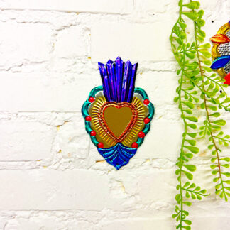 Miroir mexicain paon (Coeur ex voto miroir) - Tienda Esquipulas