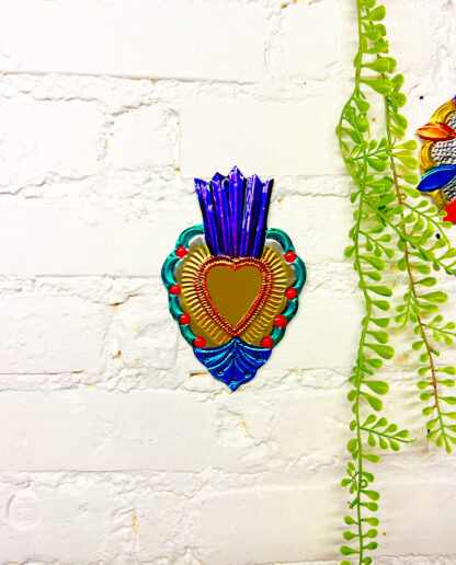 Miroir mexicain paon (Coeur ex voto miroir) - Tienda Esquipulas