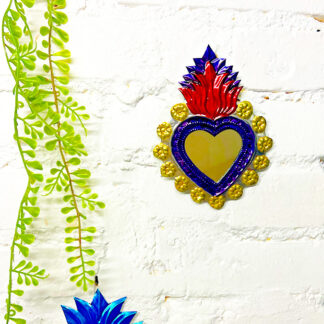 Yellow floral edge ex-voto mirror