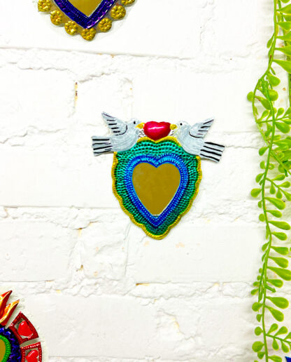 Sacred Heart Mirror Green Doves