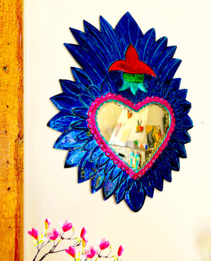 Miroir ex-voto mega bleu (Miroir mural) - Tienda Esquipulas