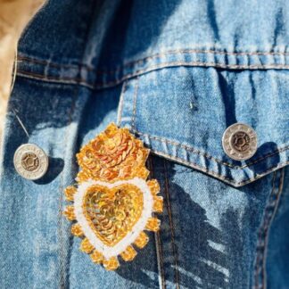 Broche Coeur ex-voto 5cm doré