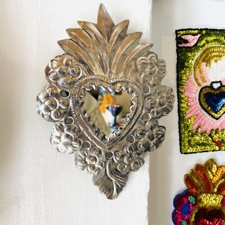 Coeur ex voto miroir - Corazón espejo de base