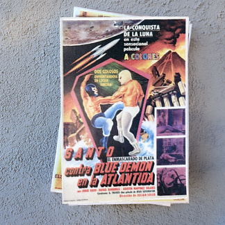 Sticker lucha libre Santo contra Blue Demon en la Atlántida, fabriqué à la main au Mexique